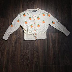 Voodoo Vixen Blue Orange Cardigan Women's Small Top Sweatshirt Long Sleeve